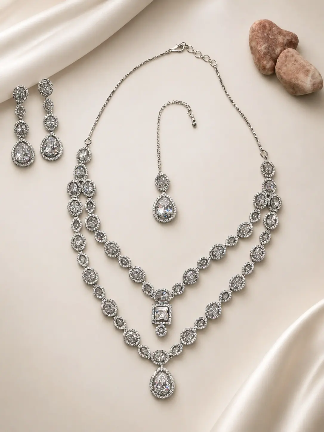 silver bridal jewelry set