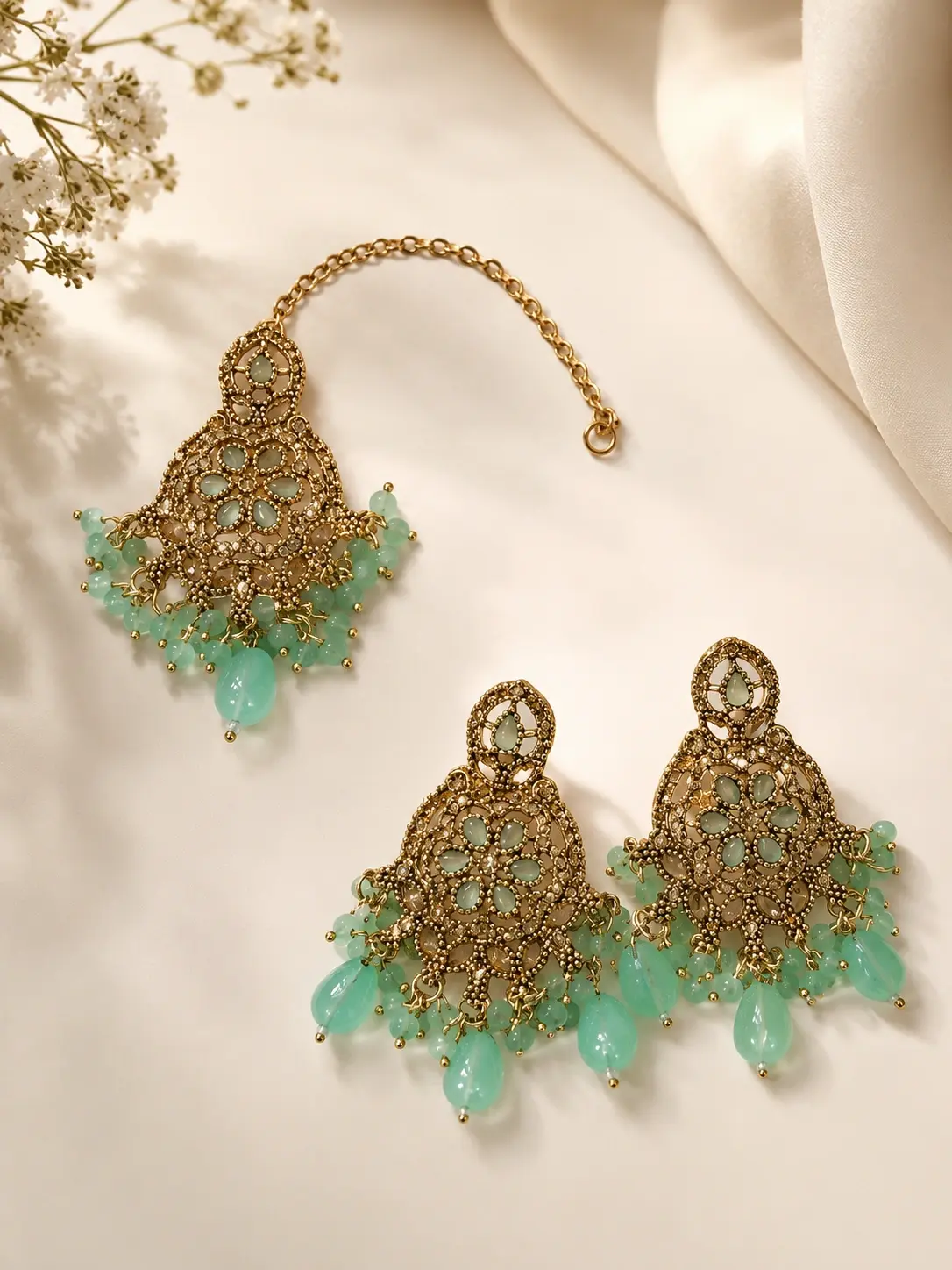 earringset#02 bridal earrings and tikka set