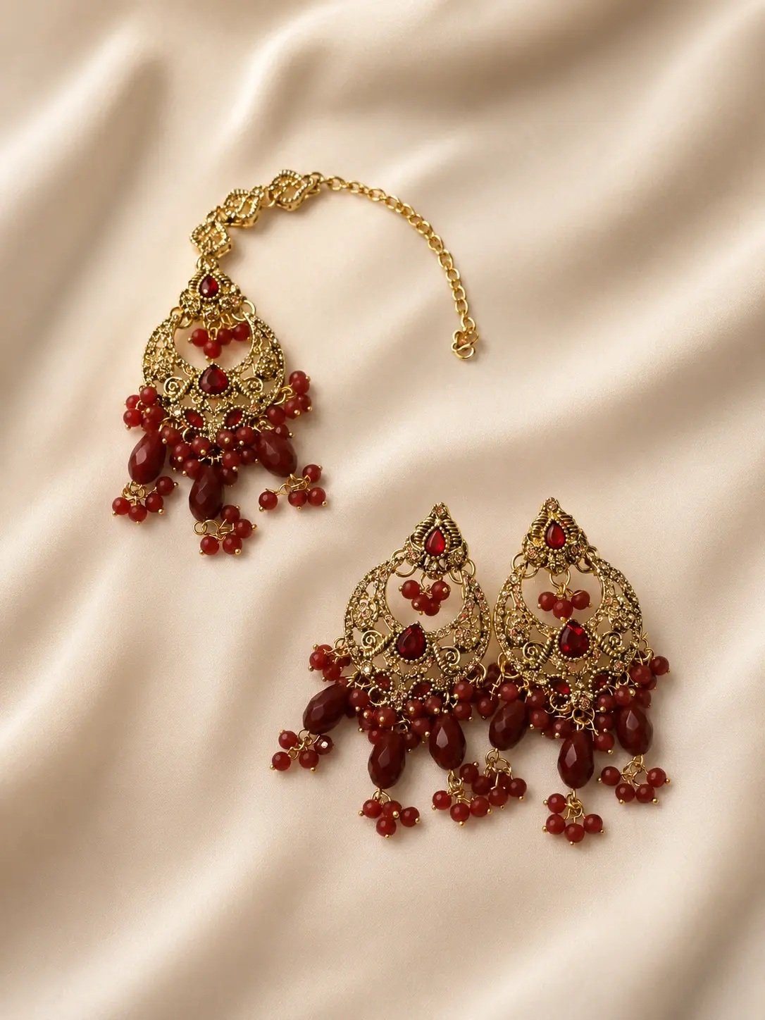 bridal earrings and tikka set